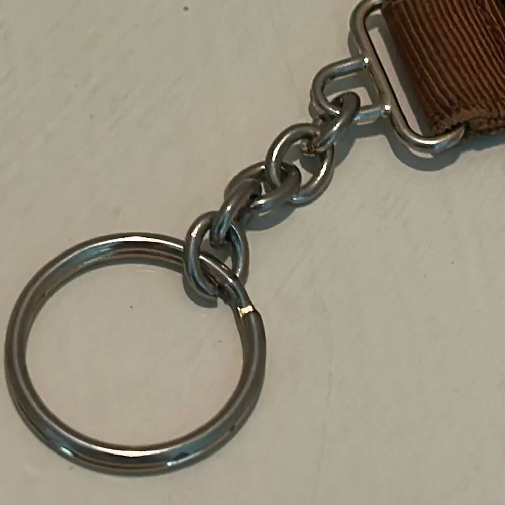 Ferragamo Vera Bow Ribbon Keychain Tan & Gold Old Money Luxury